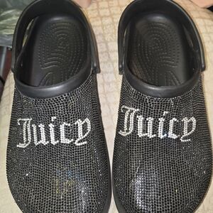 Juicy Couture Black Rhinestone Kids Slippers